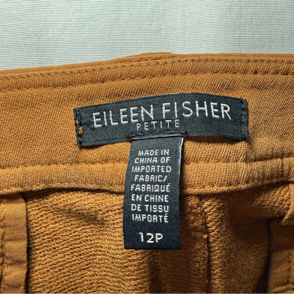 Eileen Fisher Organic Cotton Cozy Stretch Dark Clay Slim Pants Size 12P Casual - Picture 5 of 9